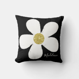 Black White Personal Simple Daisy Guld Kudde