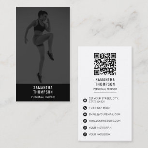 Black White Personal Trainer Fitness Anpassningsba Visitkort