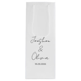 Black & White Personalized Wedding Party Wine Bag