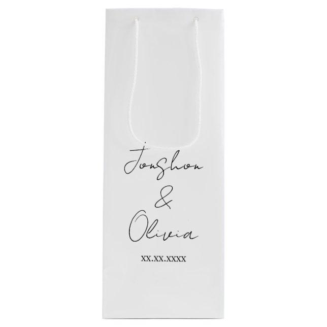 Black & White Personalized Wedding Party Wine Bag (Framsidan)