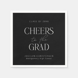 Black White Personlig Cheers Grad Party Pappersservett