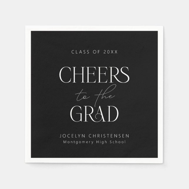 Black White Personlig Cheers Grad Party Pappersservett (Framsidan)
