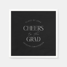 Black White Personlig Cheers Grad Party Pappersservett
