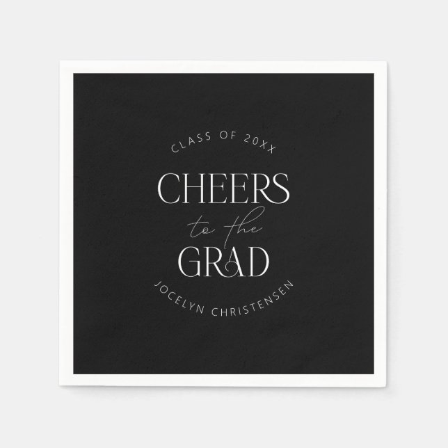 Black White Personlig Cheers Grad Party Pappersservett (Framsidan)