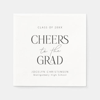 Black White Personlig Cheers Grad Party Pappersservett