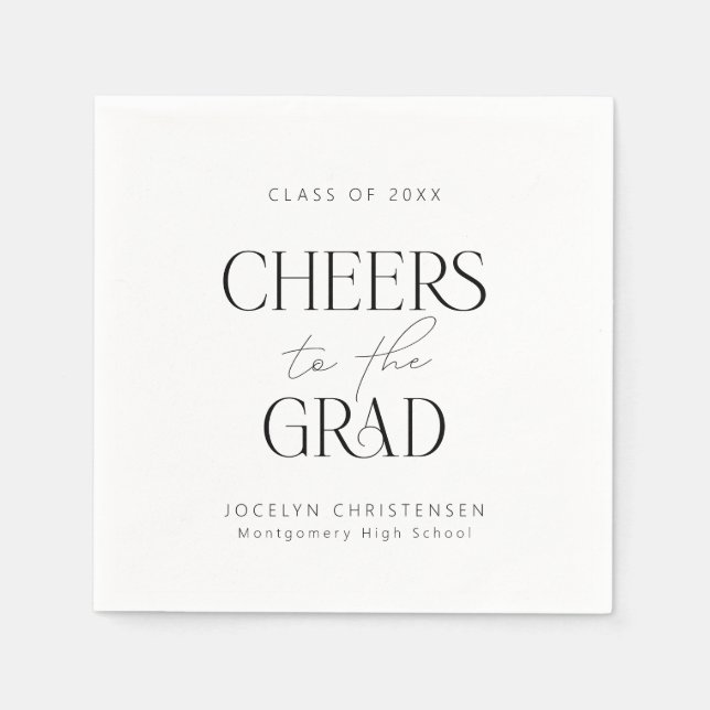 Black White Personlig Cheers Grad Party Pappersservett (Framsidan)