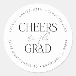 Black White Personlig Cheers till Grad Runt Klistermärke