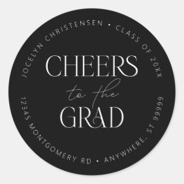 Black White Personlig Cheers till Grad Runt Klistermärke