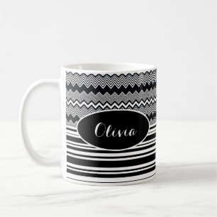 Black & White Personlig, Zig Zags och Rand Kaffemugg