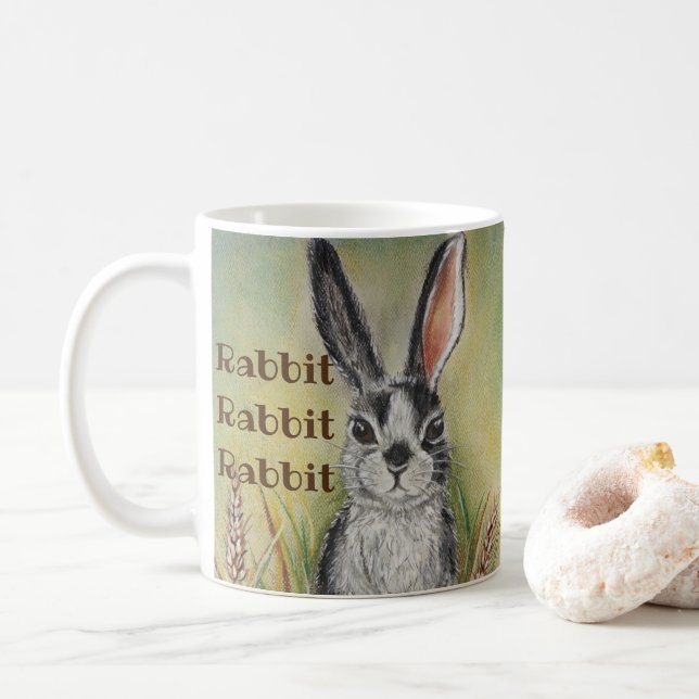 Black & White Pet Bunny Rabbit Lycka till Wish Kaffemugg (Med munk)