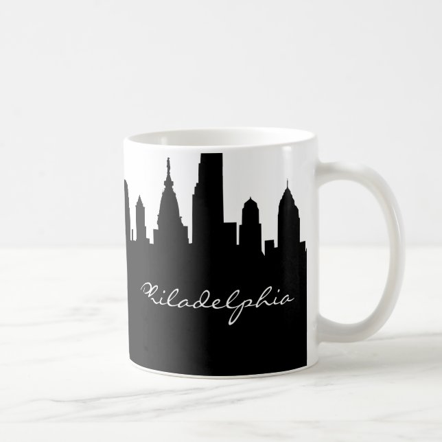 Black & White Philadelphia City Skyline Kaffemugg (Höger)