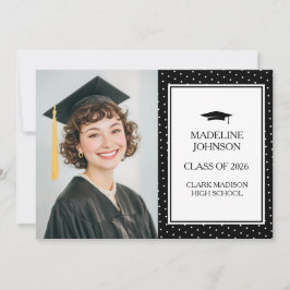 Black & White Photo 2026 Graduation Announcement Inbjudningar