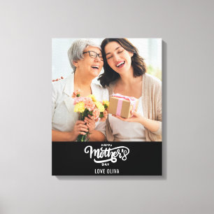 Black White Photo Collage Gift Lycklig Mors dag Canvastryck