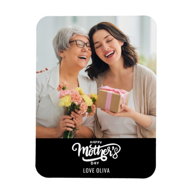 Black White Photo Collage Gift Lycklig Mors dag Magnet (Vertikal)