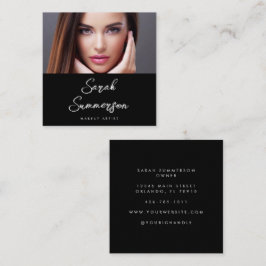Black White Photo Elegant Makeup Artist Fyrkantigt Visitkort