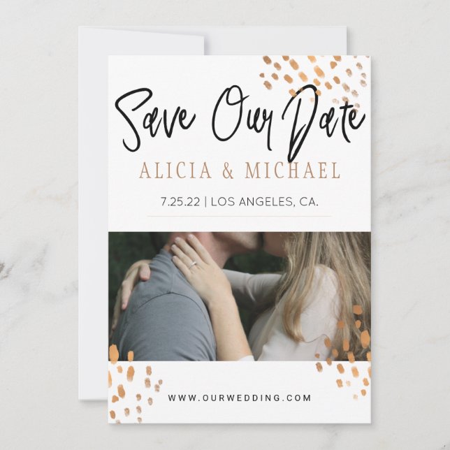 Black White PHOTO Faux Metall Guld Foil Typography Spara Datumet (Framsida)