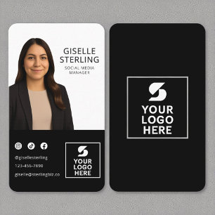 Black White Photo Logotyp Porträtt Modern Visitkort