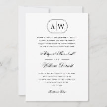 Black White Photo Monogram Bröllop