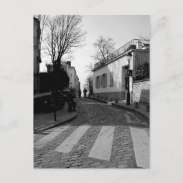 Black & White Photo of Coboud Street i Montmarte Vykort