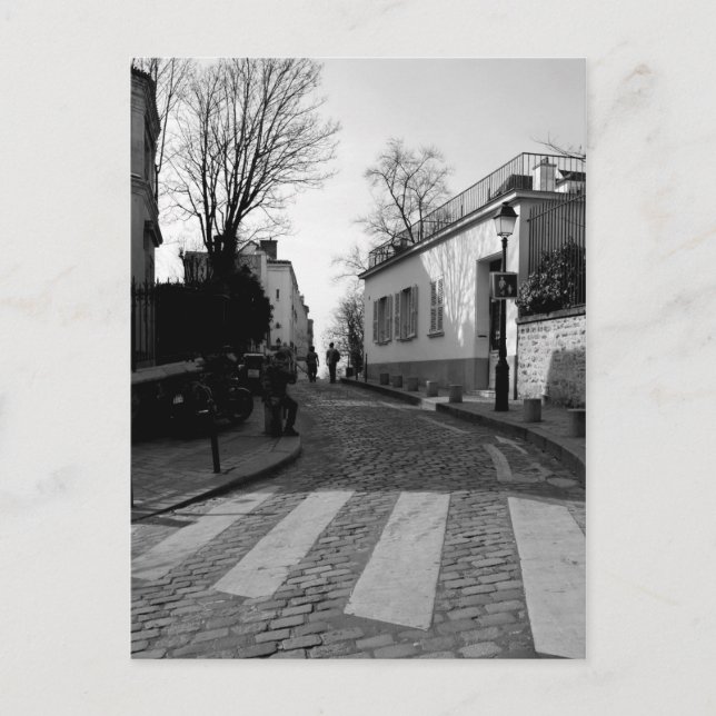 Black & White Photo of Coboud Street i Montmarte Vykort (Framsida)