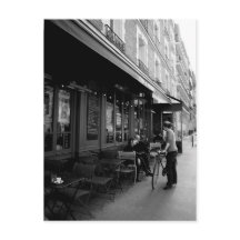 Black & White Photo of Street Cafe in Paris