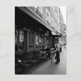 Black & White Photo of Street Cafe in Paris Vykort