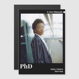 Black White Photo PhD Studenten-meddelande Magnetisk Inbjudningskort