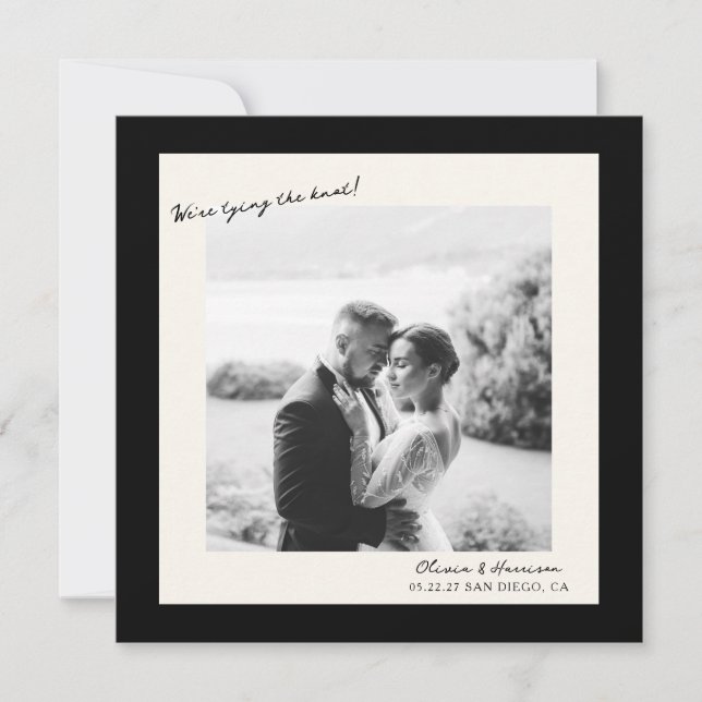 Black White Photo Wedding Save the Date Inbjudningar (Framsida)