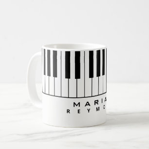 Black White Piano Mugg med Pianist Namn