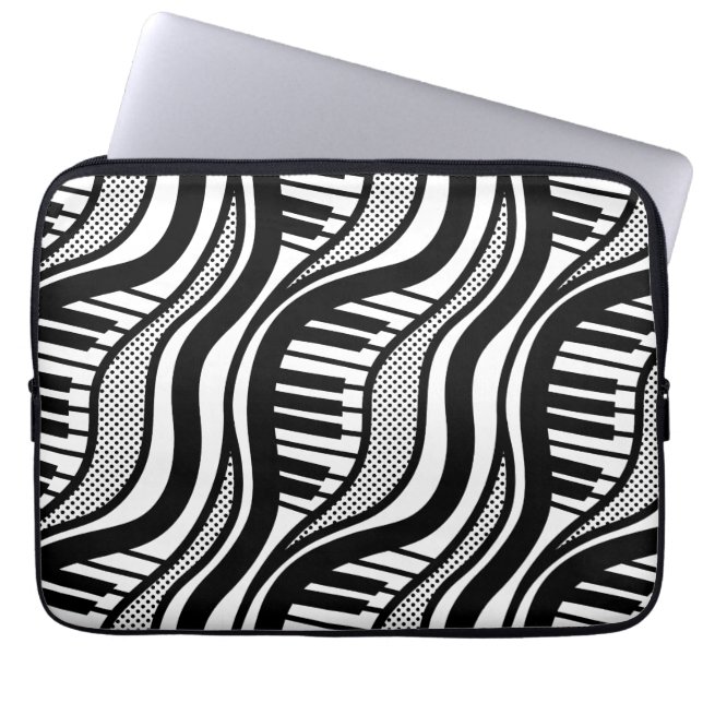 Black & White Piano Music Polka Dot Laptop sleeve (Framsidan)