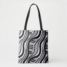 Black & White Piano Music Polka Dot Tote Bag
