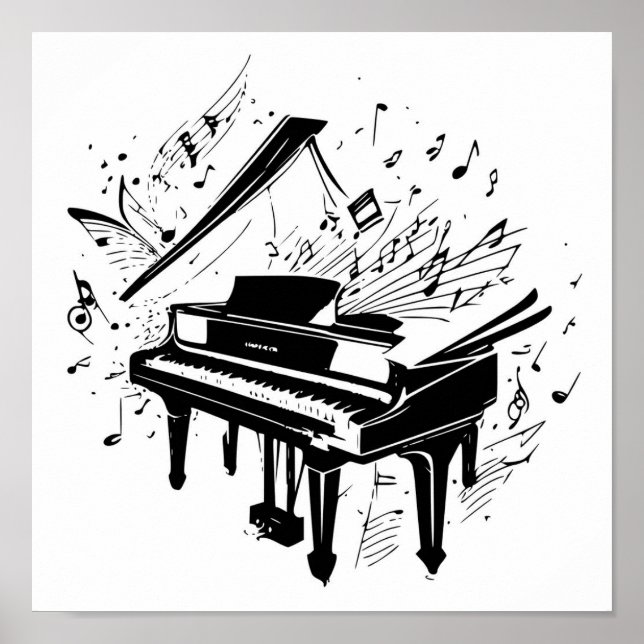 Black & White Piano Music Teacher/Student Poster (Framsidan)