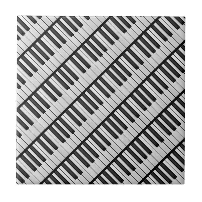 Black & White Piano Nycklar Kakelplatta (Framsidan)