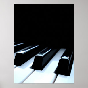 Black & White Piano Nycklar Poster