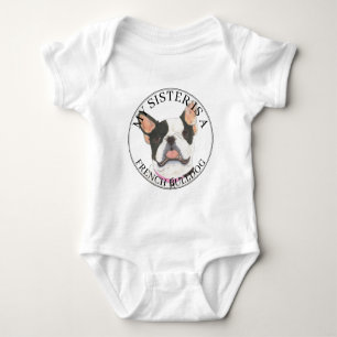 Black & White Pied Fransk Bulldog Big Sister T Shirt