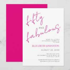 Black White Pink 50 and Fabulous Birthday Minimal Inbjudningar