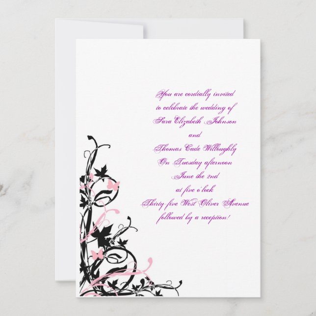 black_white_pink_wedding_invitation_template Y… Inbjudningar (Framsida)