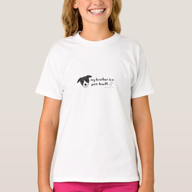 Black & White Pit Bull Brother Tee Shirt (Framsida)