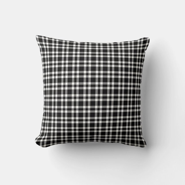 Black White Plaid Pattern Kudde (Framsida)