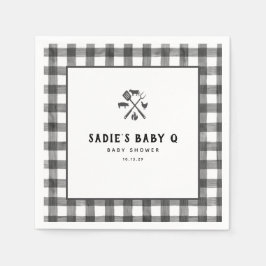 Black White Play Gingham Baby Q Baby Shower Pappersservett