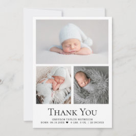Black White Pojke Photo Grid Tack Kort