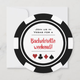 Black White Poker Chip Casino Bachelorette Party Inbjudningar