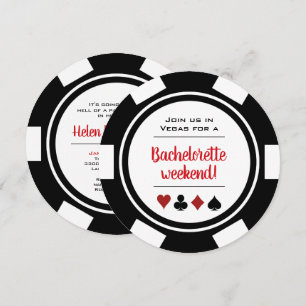 Black White Poker Chip Casino Bachelorette Party Inbjudningar