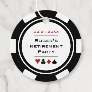 Black White Poker Chip Casino Theme Pension Gåvor Etiketter