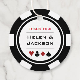 Black White Poker Chip Tack Vegas Bröllop Gåvor Etiketter