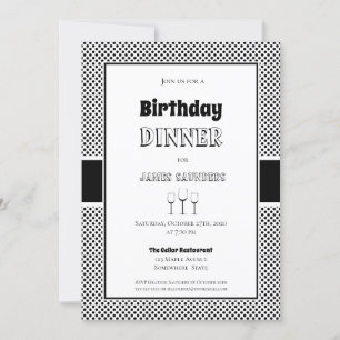 Black White Polka Dot Birthday Party Inbjudningar