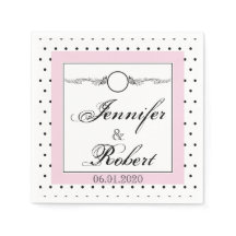 Black White Polka Dot Butterfly Bröllop Napkin