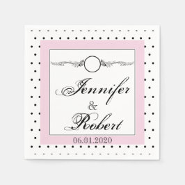 Black White Polka Dot Butterfly Bröllop Napkin Pappersservett