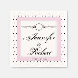 Black White Polka Dot Butterfly Bröllop Napkin Pappersservett