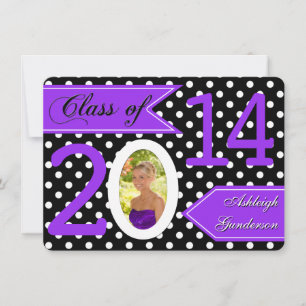 Black White Polka Dot Class of 2014 Photo Inbjudan